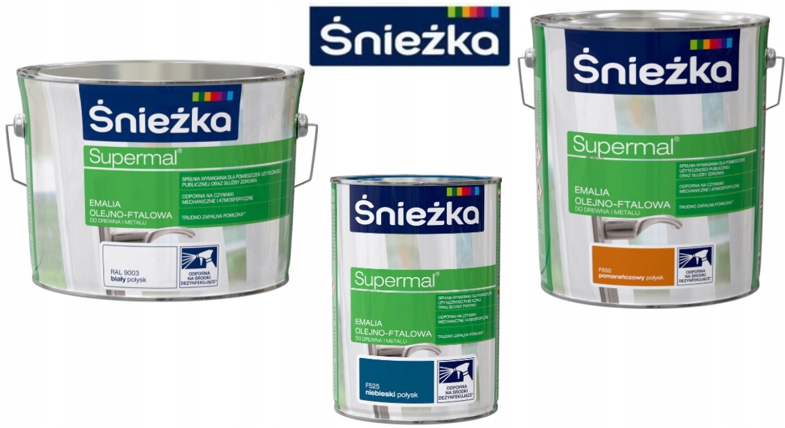 ŚNIEŻKA SUPERMAL EMALIA OLEJ-FTAL ŻÓŁTY F565 0.8L Stan opakowania oryginalne