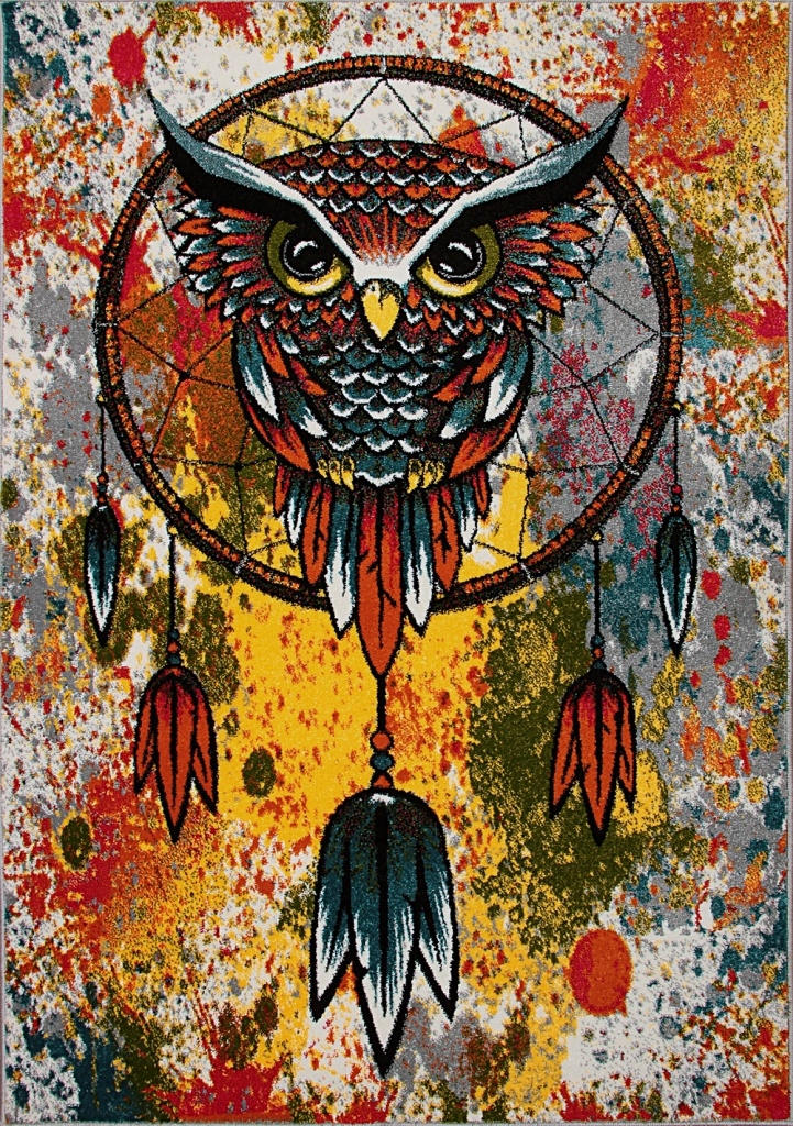 Koloreo Tattoo Sowa sówka, sowy 160x230 Młodzieżowy kolorowy dywan z sową