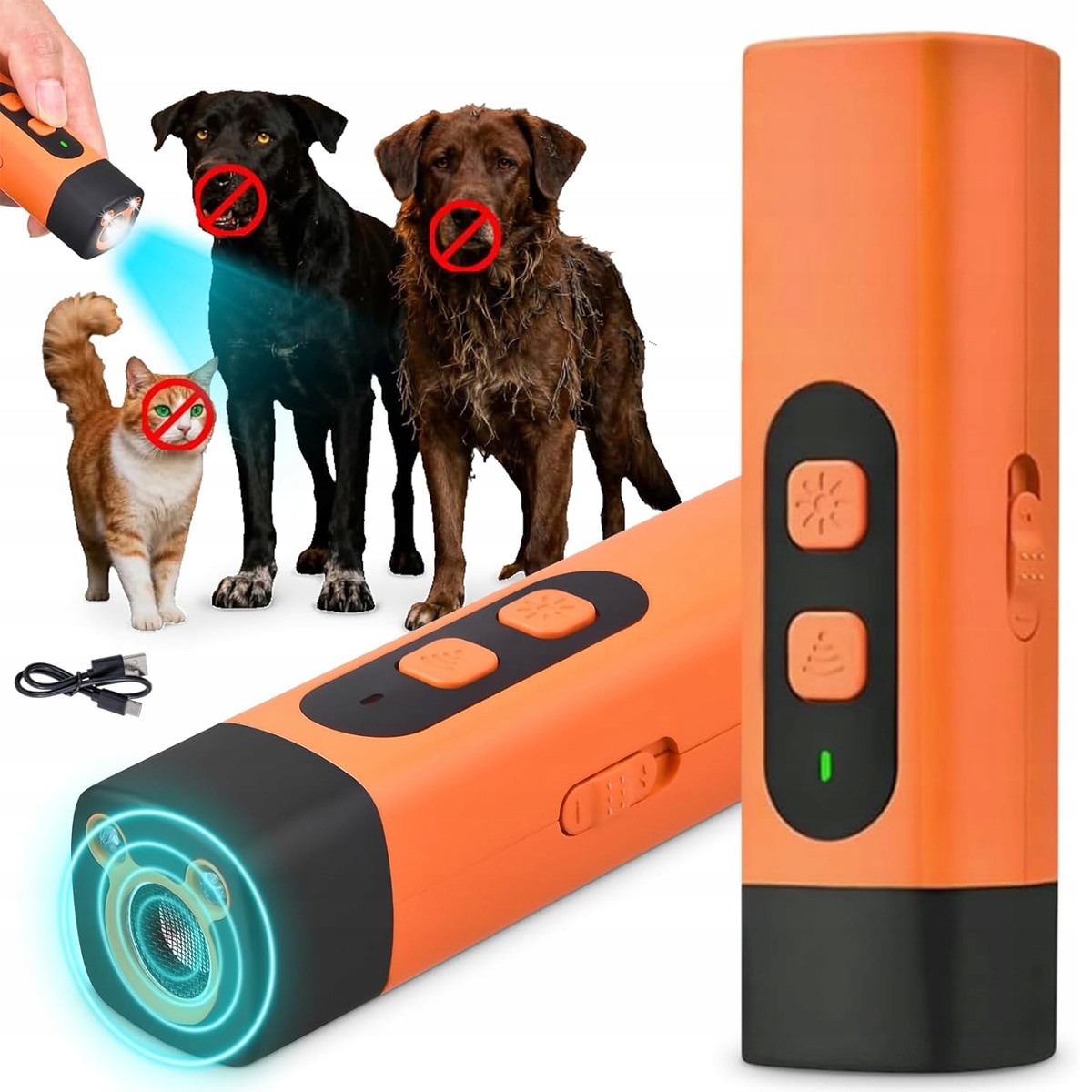 Levně Ultrazvukový Odpuzovač Psů, Trenažér, Led Svítilna