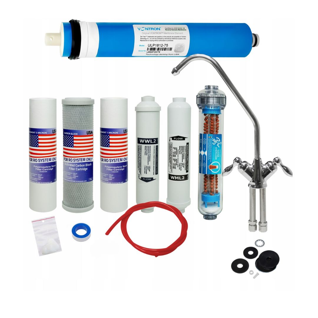 Zestaw Wkładów RO7 Osmoza Membrana Jonizator Wylewka Filtr Wody Kompletny