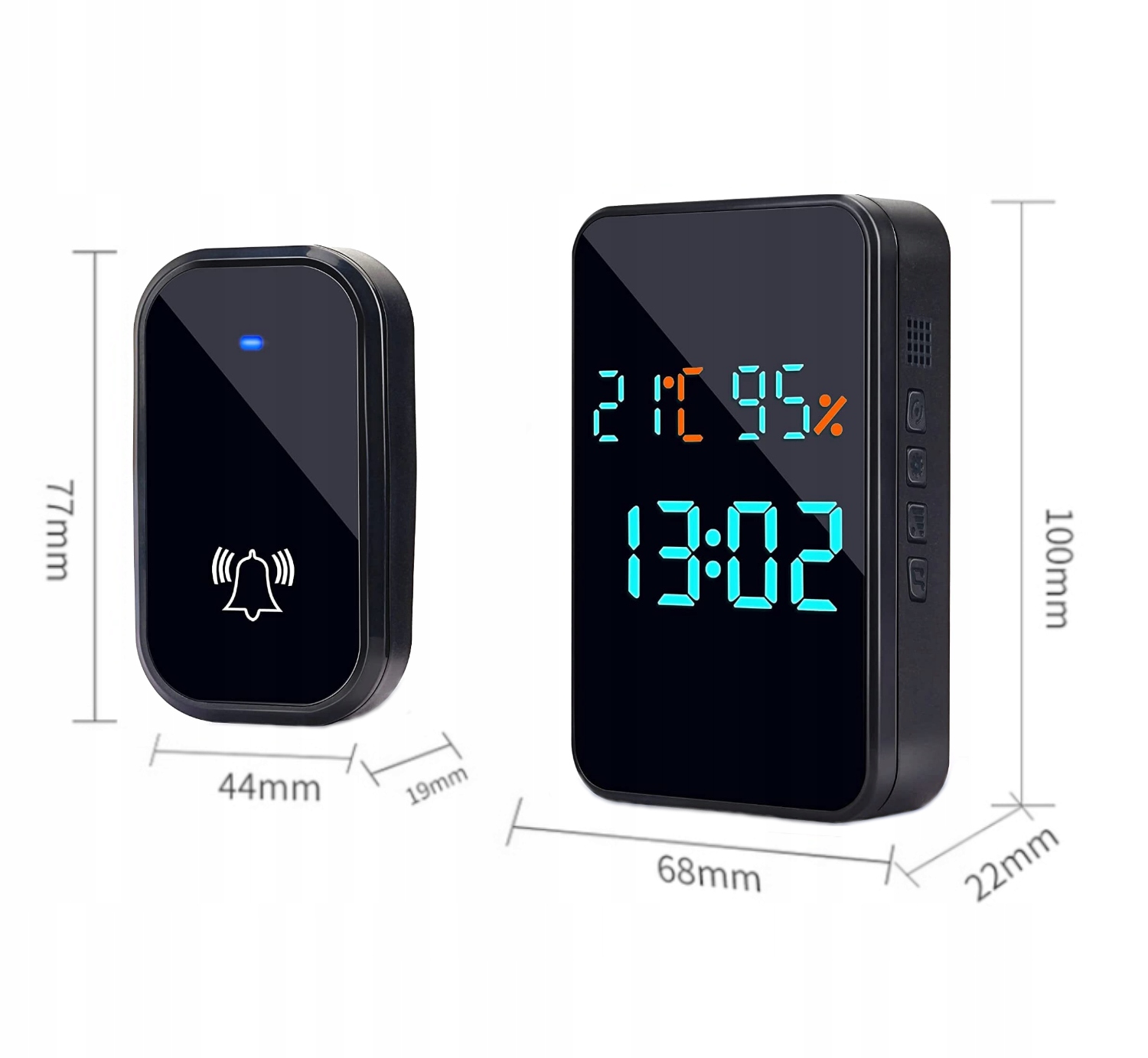 DZWONEK BEZPRZEWODOWY BEZBATERYJNY DO DRZWI FURTKI TEMPERATURA 2 PRZYCISKI Marka Spreest