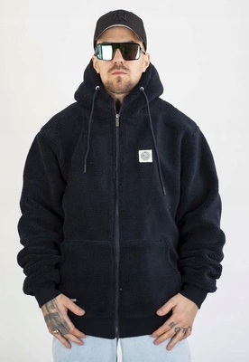 Bunda Mass S Kapucí Zimní Zip Patch Teddy tmavě modrá