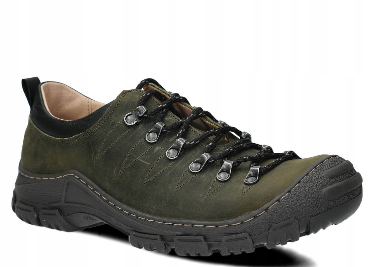 Nagaba 444 Zelená – Pohodlné, Kožené, Polské Pánské Trekové Boty