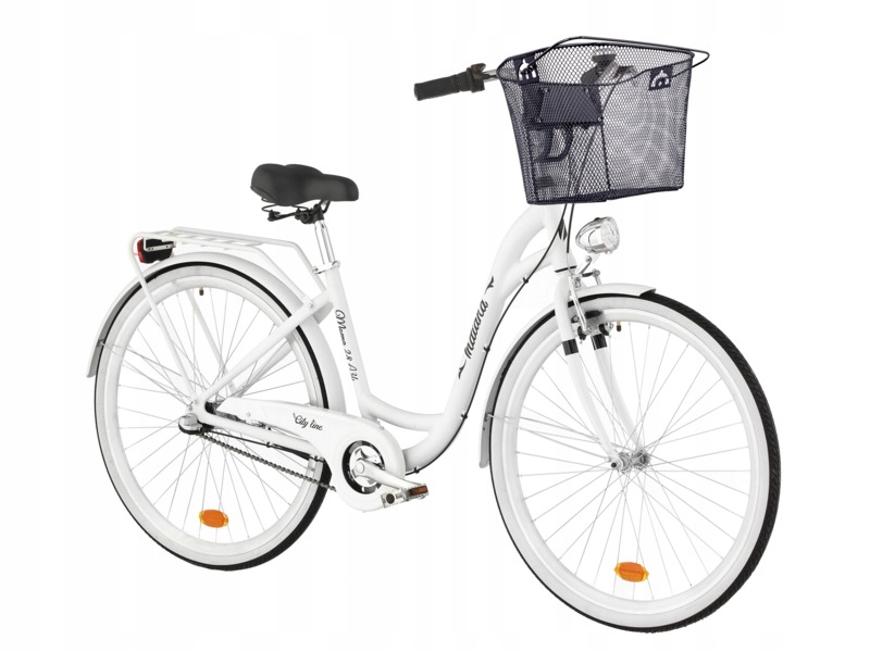 Rower miejski Indiana Moena A3B 28 cali damski Biały Koszyk
