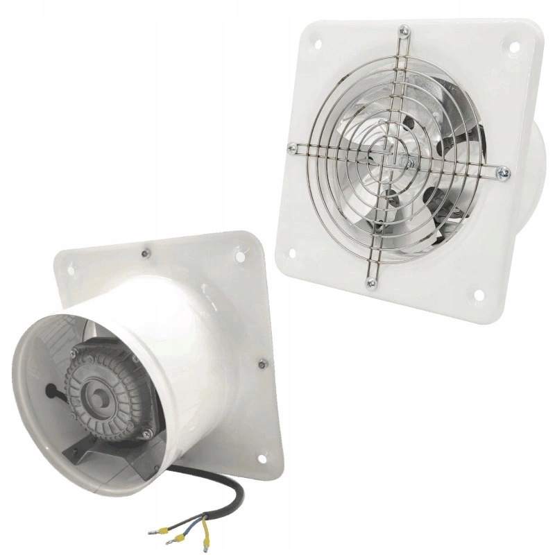 Nástenný ventilátor oceľový biely priemyselný odsávací fi 200 mm airRoxy