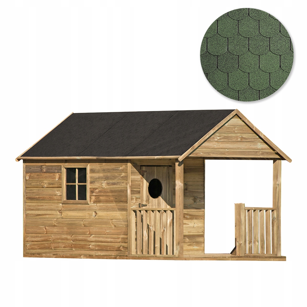 Dřevěný zahradní domek pro děti Šimon Velký! zelený asfaltový šindel Set