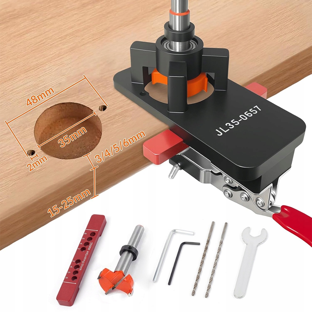 Szablon Wiertło Frez Otwornica do Wiercenia Otworów pod Zawiasy 35mm