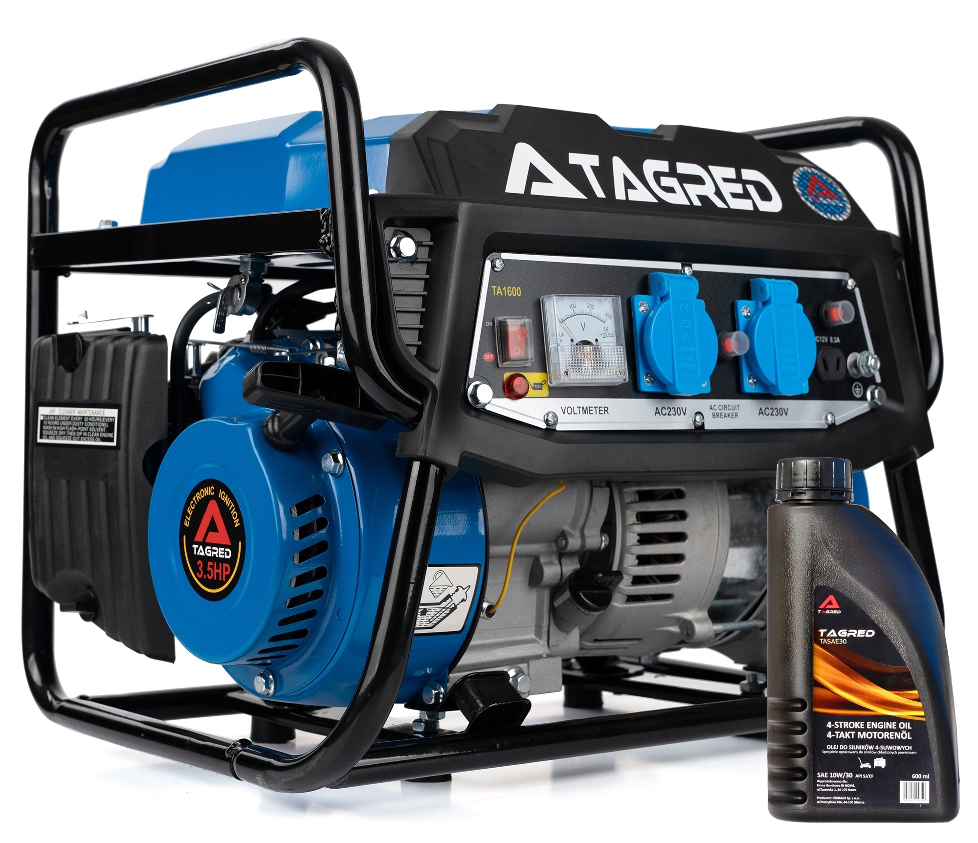 Agregat Prądotwórczy Prądu Tagred 3,5HP 1600W Mocny Wydajny Olej