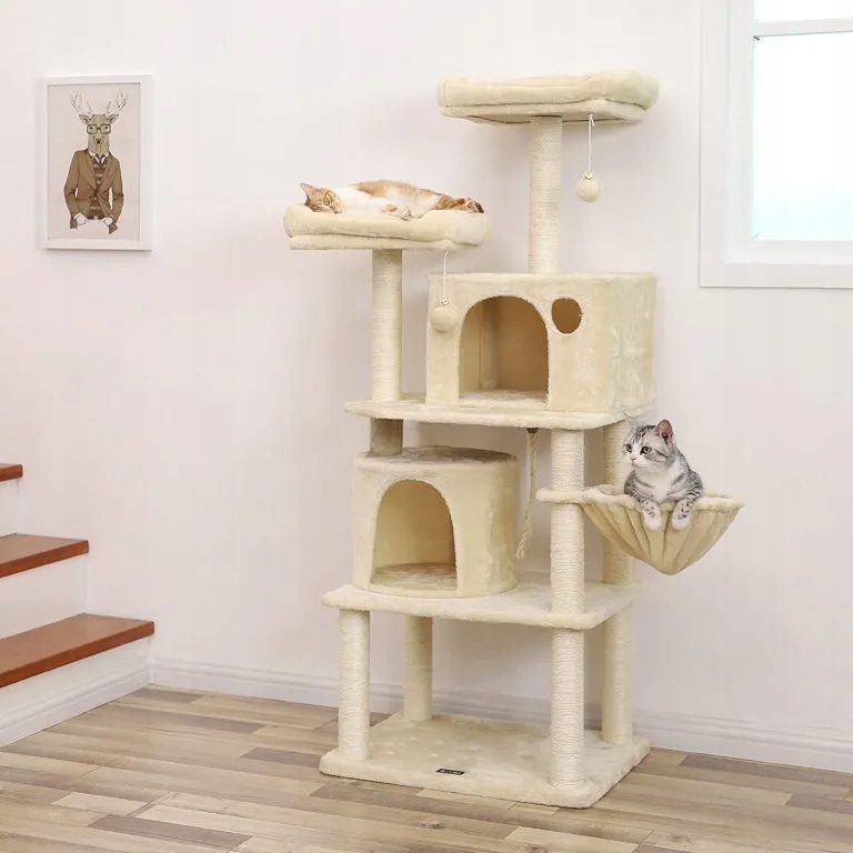 Béžové škrabadlo pro kočky 152 cm