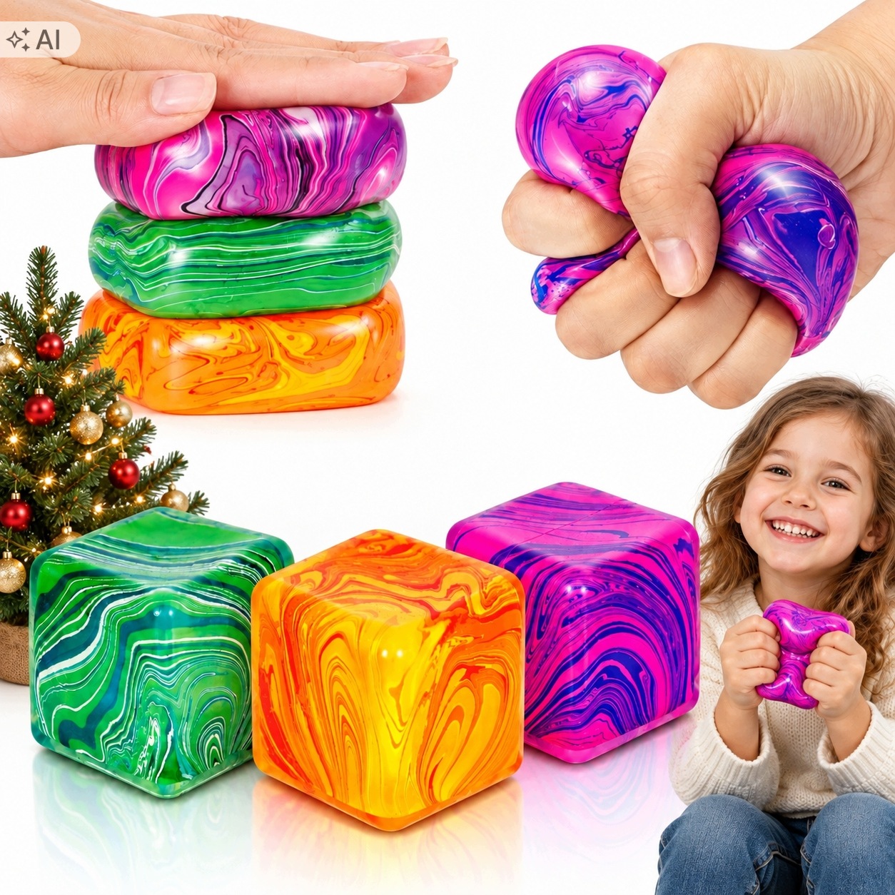 Zestaw 3 Gniotek Sensoryczny Nice Cube Squishy Antystresowy