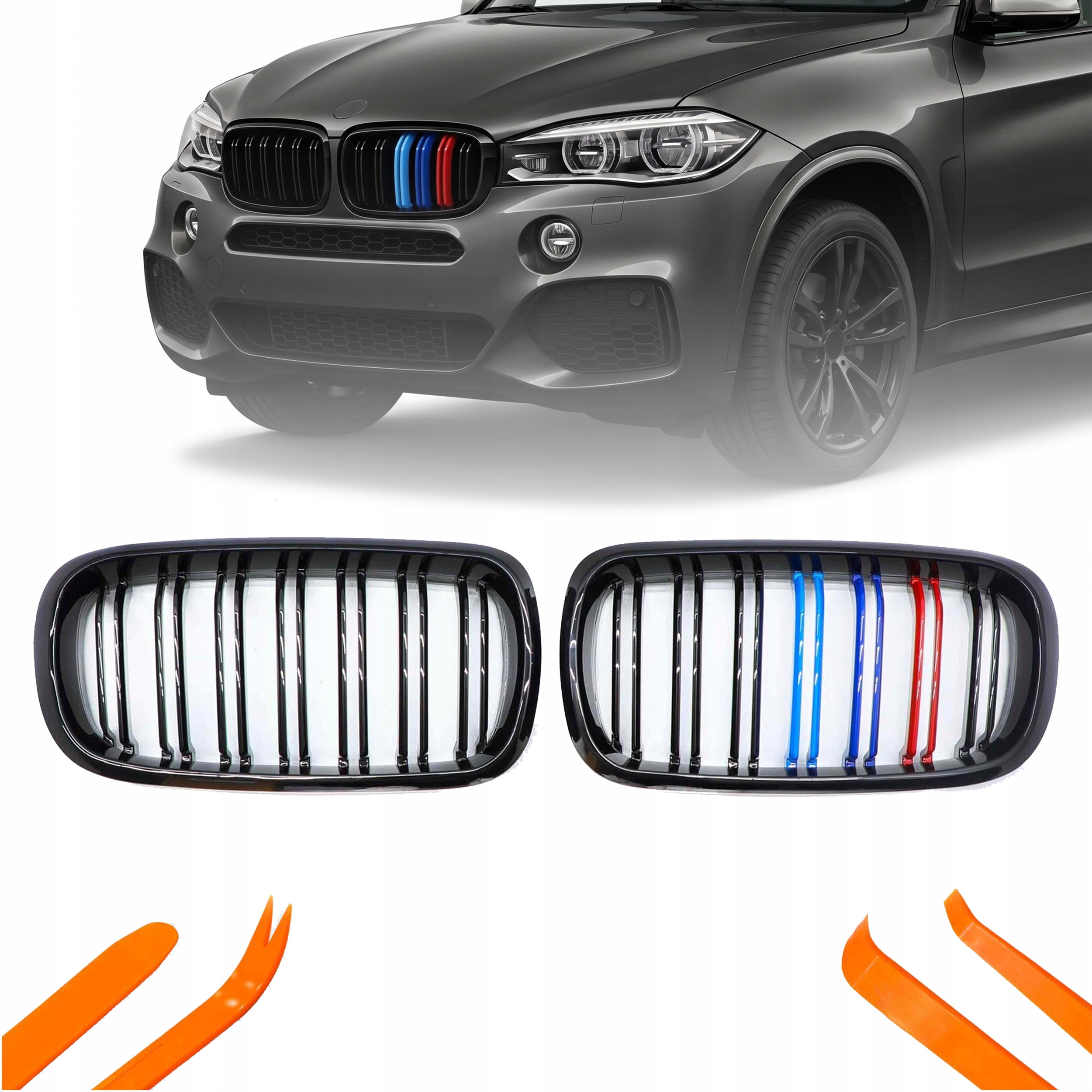 Atrapa Gril Ledviny Bmw X5 F15 15-19 Černý Lesk Barva M Balení 2 Žebra