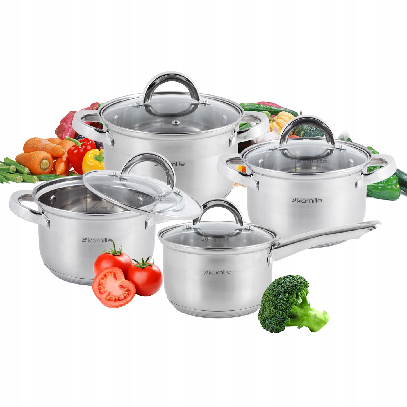 ZESTAW GARNKÓW ZE STALI POKRYWKI RONDEL 8 el. Marka Kamille