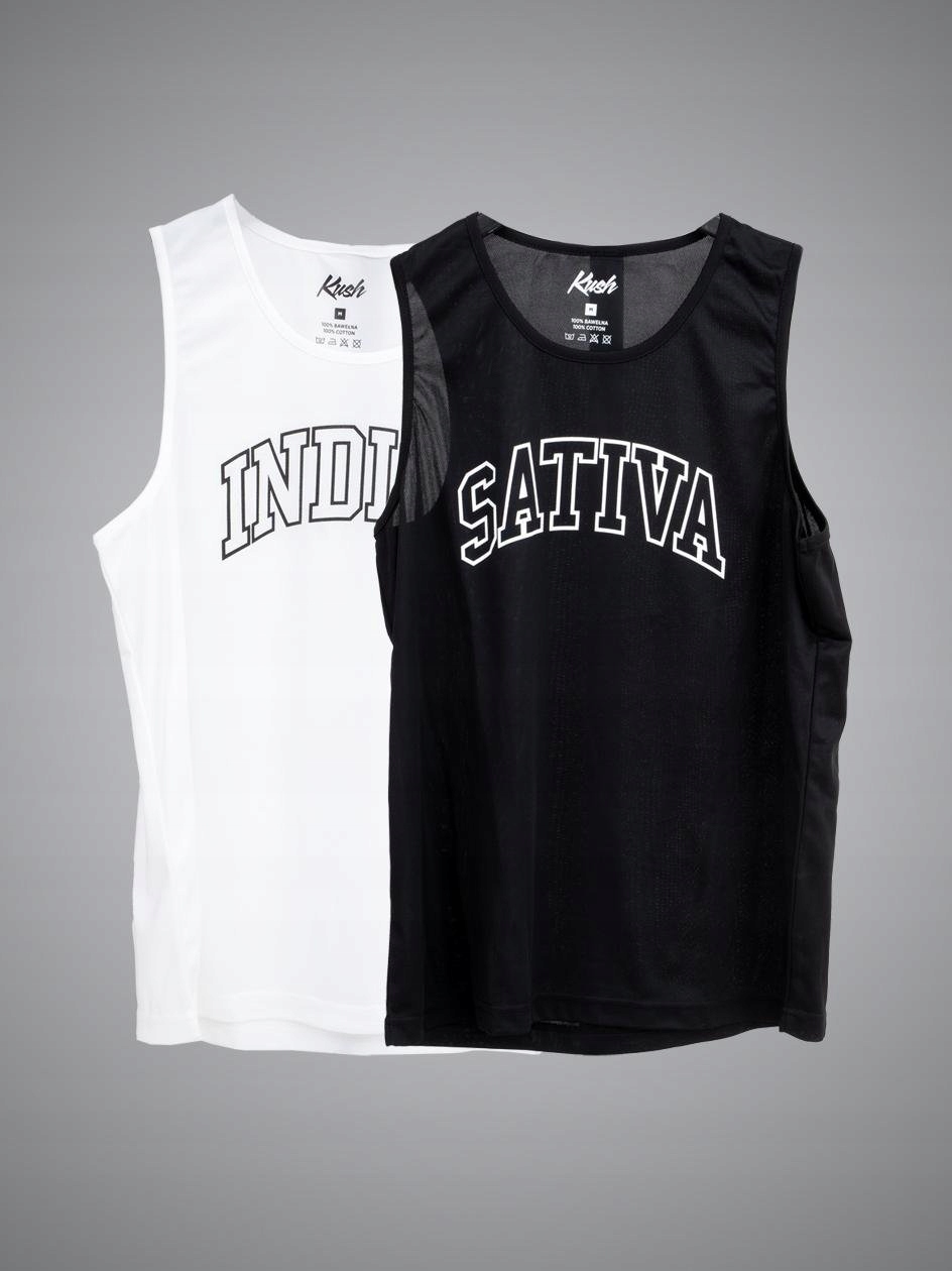 Pánská Bezrukavice Sada 2 Sz Tank Top Sport Černá Bílá Sativa Indica XXL