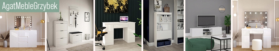 NOWOCZESNA ELEGANCKA POJEMNA KOMODA 150 CM Z SZAFKAMI BIAŁA ZŁOTE NOGI Wykończenie matowe