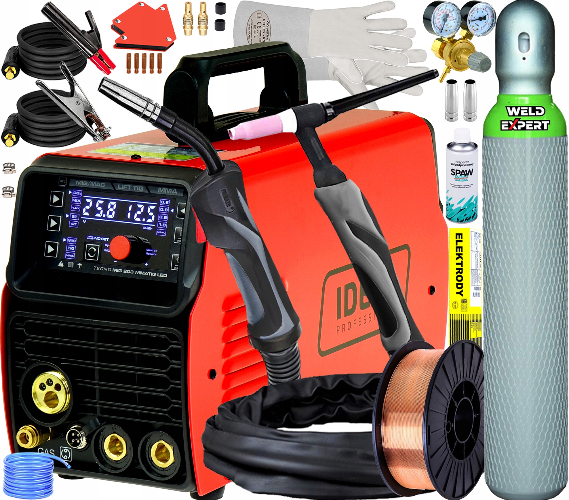 Spawarka Inwertorowa Migomat Półautomat Ideal Tecnomig 203 Led Synergia Tig