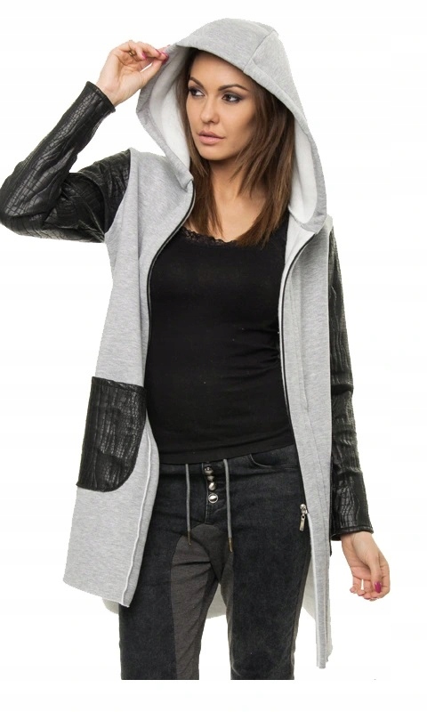 PŁASZCZ DRESOWY PIKOWANY KAPTUR SZARY r.48 Rozmiar 48