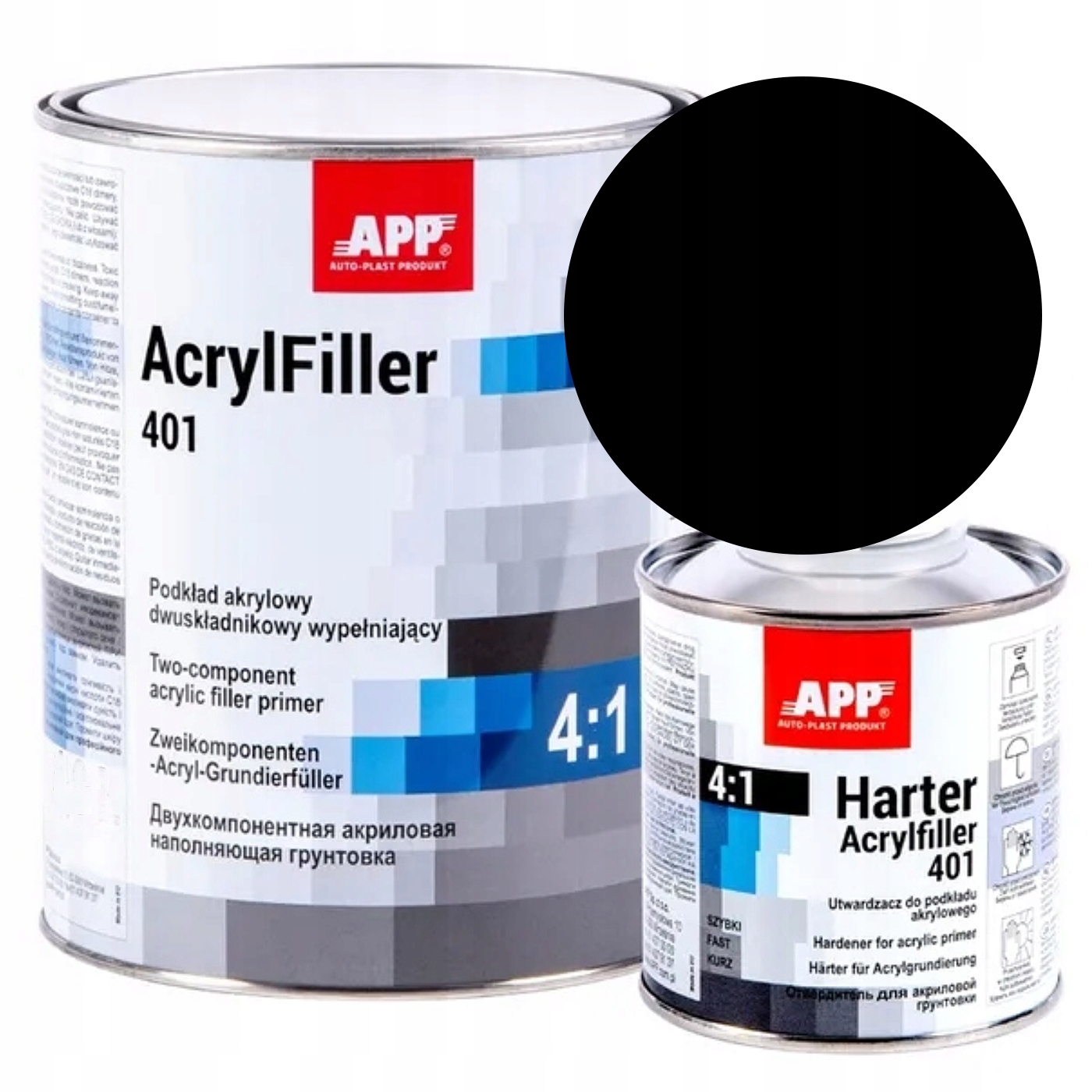 App akrylový základní nátěr plnící 2K Hs Černý 1L