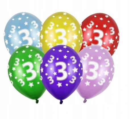 

Zestaw 3 urodziny balony 3st Birthday Metallic Mix