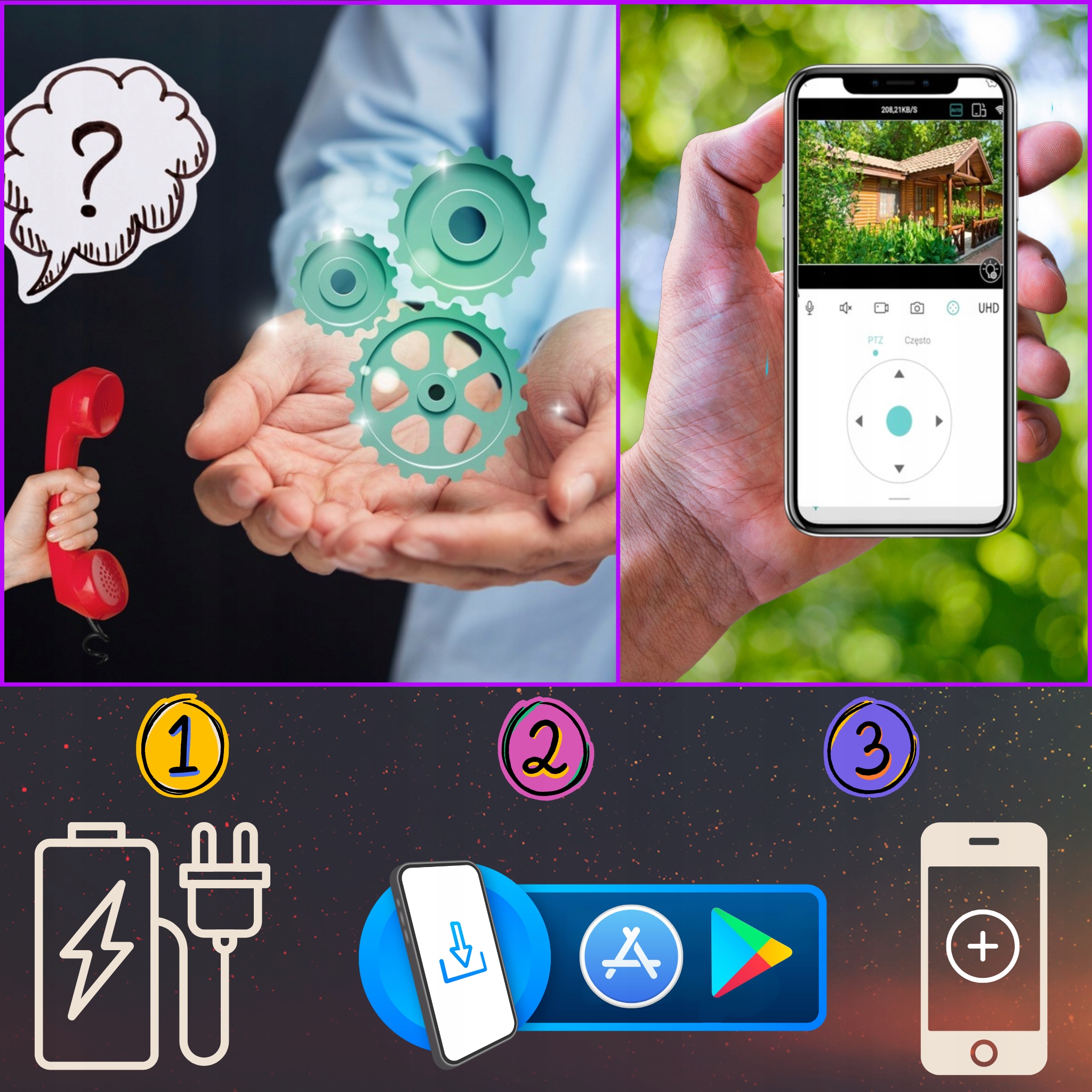 PODWÓJNA KAMERA WIFI IP ZEWNĘTRZNA OBROTOWA 2K ŚLEDZENIE 4MPX DOŚWIETLENIE Informacje o bezpieczeństwie CE