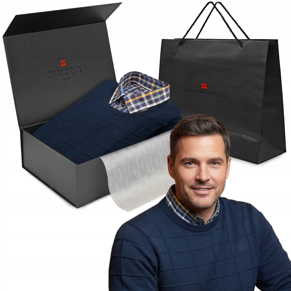 Pánský prémiový set – košile a svetr, elegantní dárek pro muže L