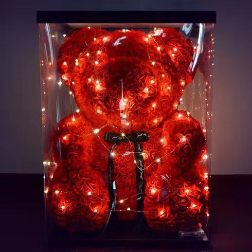 Плюшевый мишка с розами День святого Валентина подарочная коробка + светодиодные фонари код производителя 159