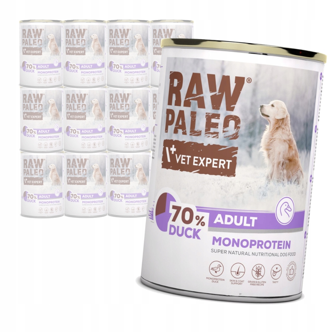 Levně Raw Paleo Adult Monoprotein 12x400 g Vlhké Krmivo pro psy s kachnou
