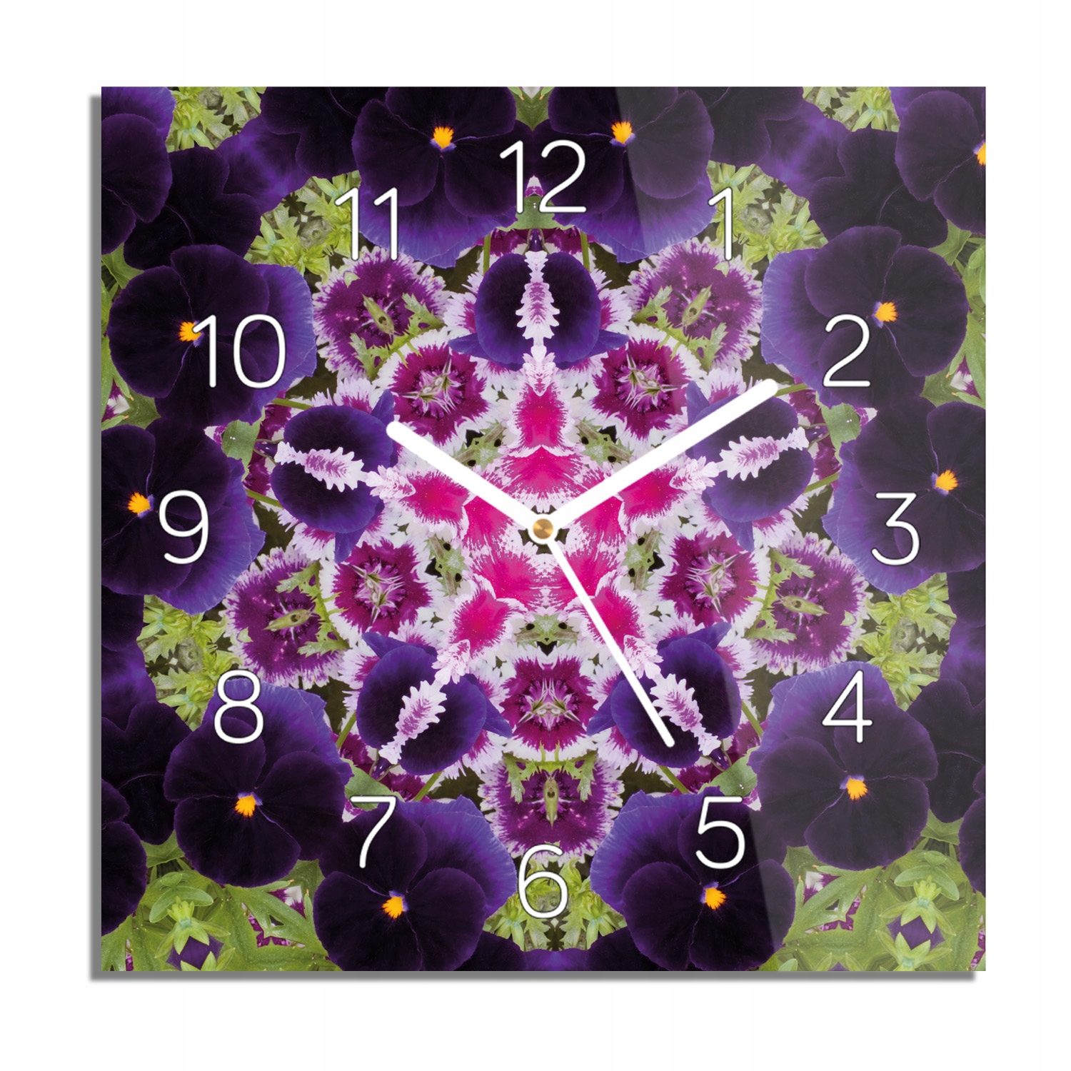 Kaleidoskop květiny foto-hodiny s fotografií 30x30 nástěnný
