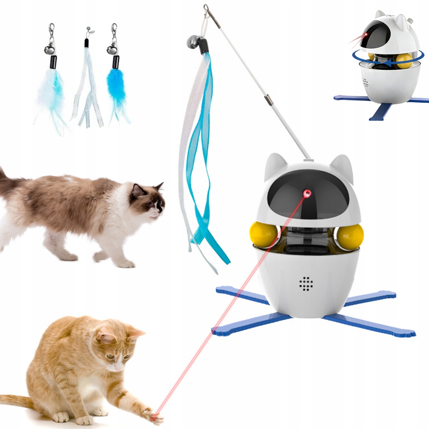 Levně Elektrická Laserová Interaktivní Hračka Pro Kočky 1200 Mah Bílá Ideální Dárek