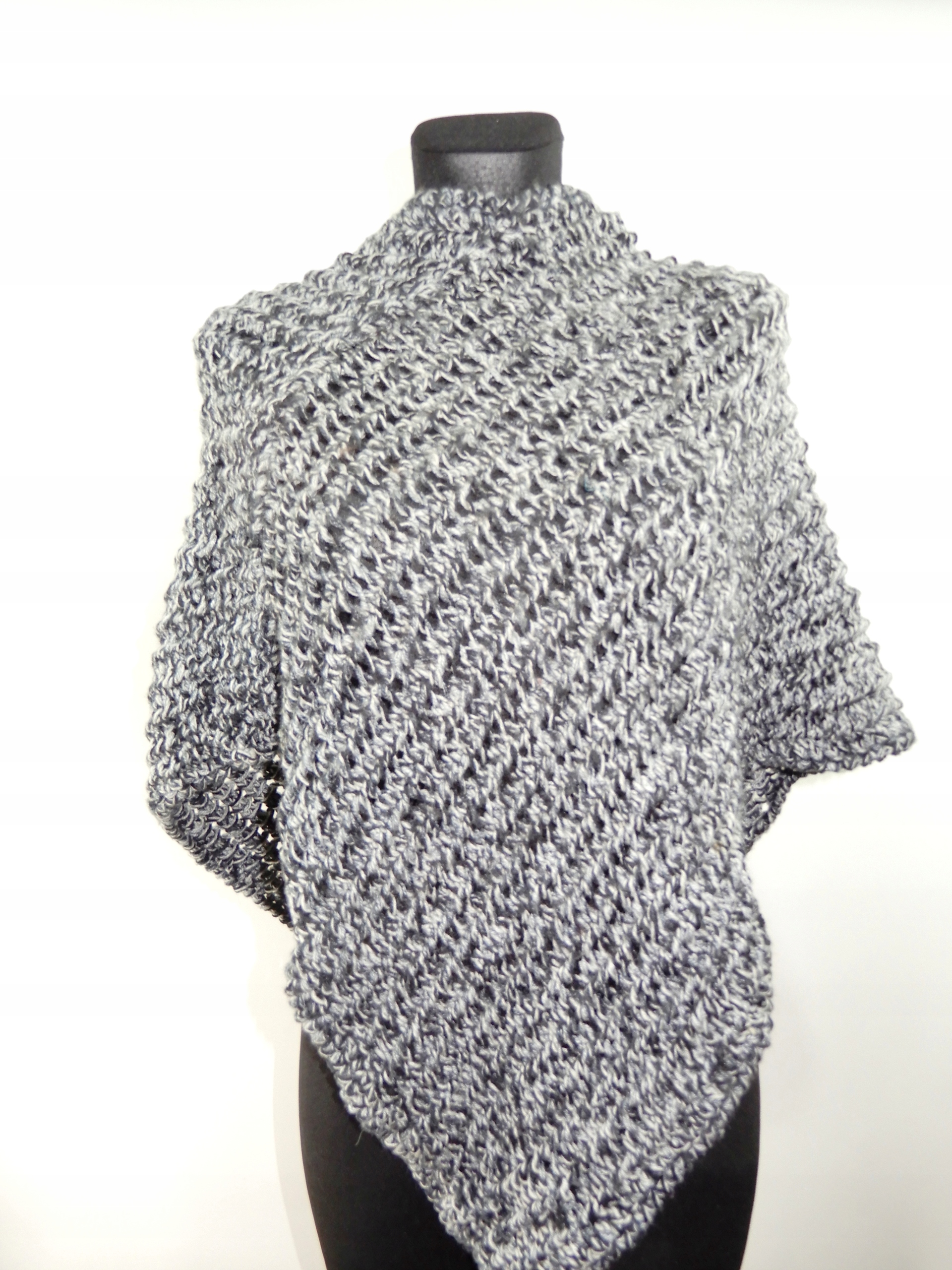 Ponczo narzutka szare czarne hand made S M L