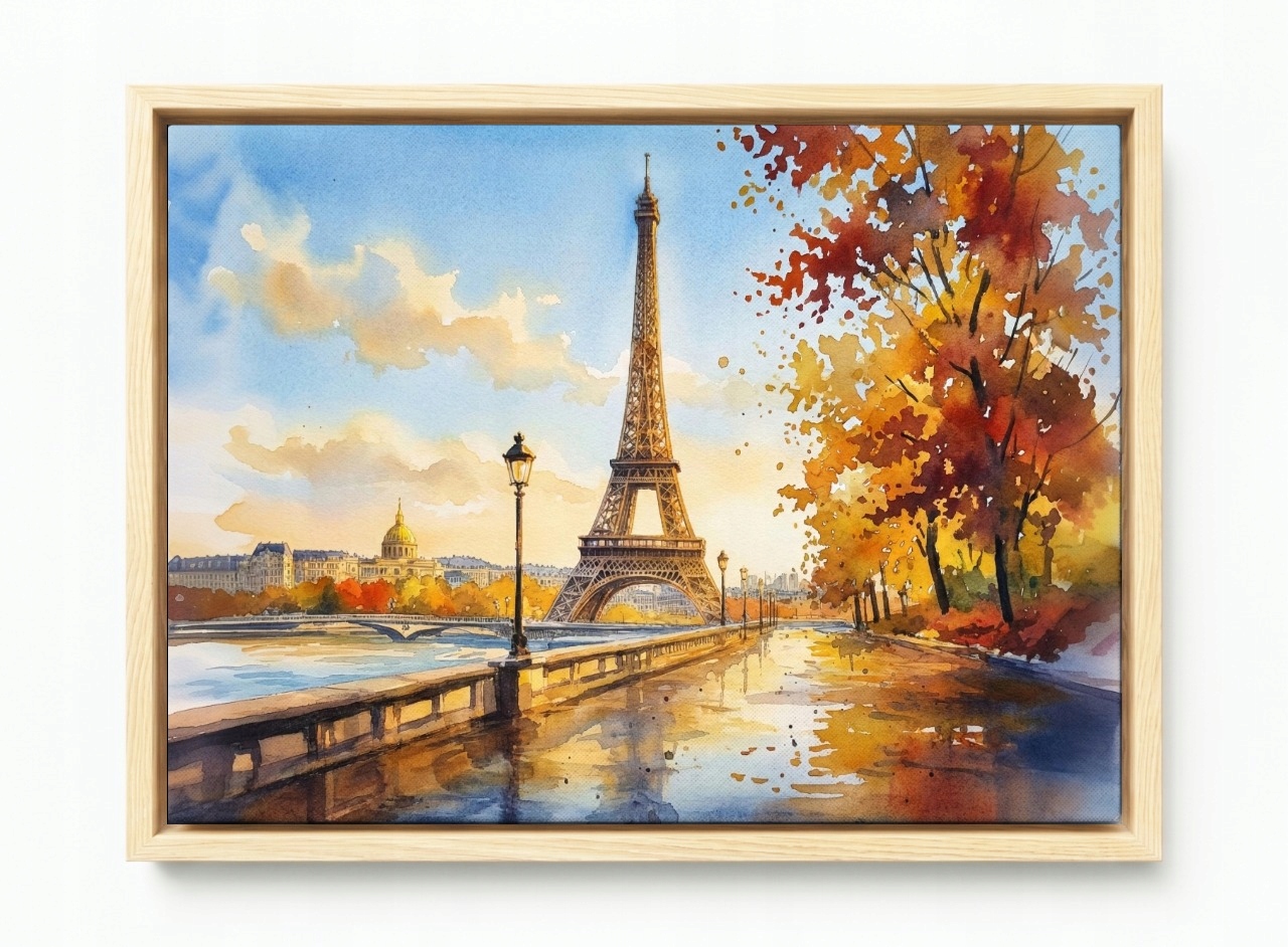 Obraz Rám American Box Francie Paříž Eiffelova Věž Seina Promenáda 120x80