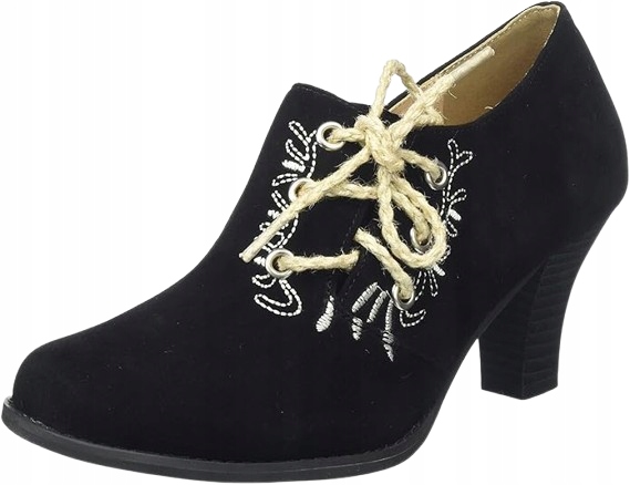 Hirschkogelové Lodičky S Ažurovou Výšivkou A Tkaničkami, Černé, 36 J6I