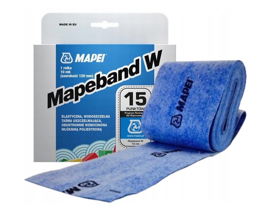 Wodoodporna hydroizolująca taśma uszczelniająca Mapei Mapeband W 10mb x12cm