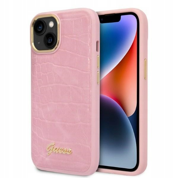 Guess GUHCP14SHGCRHP iPhone 14 15 13 6.1" růžový/pink hardcase Croco