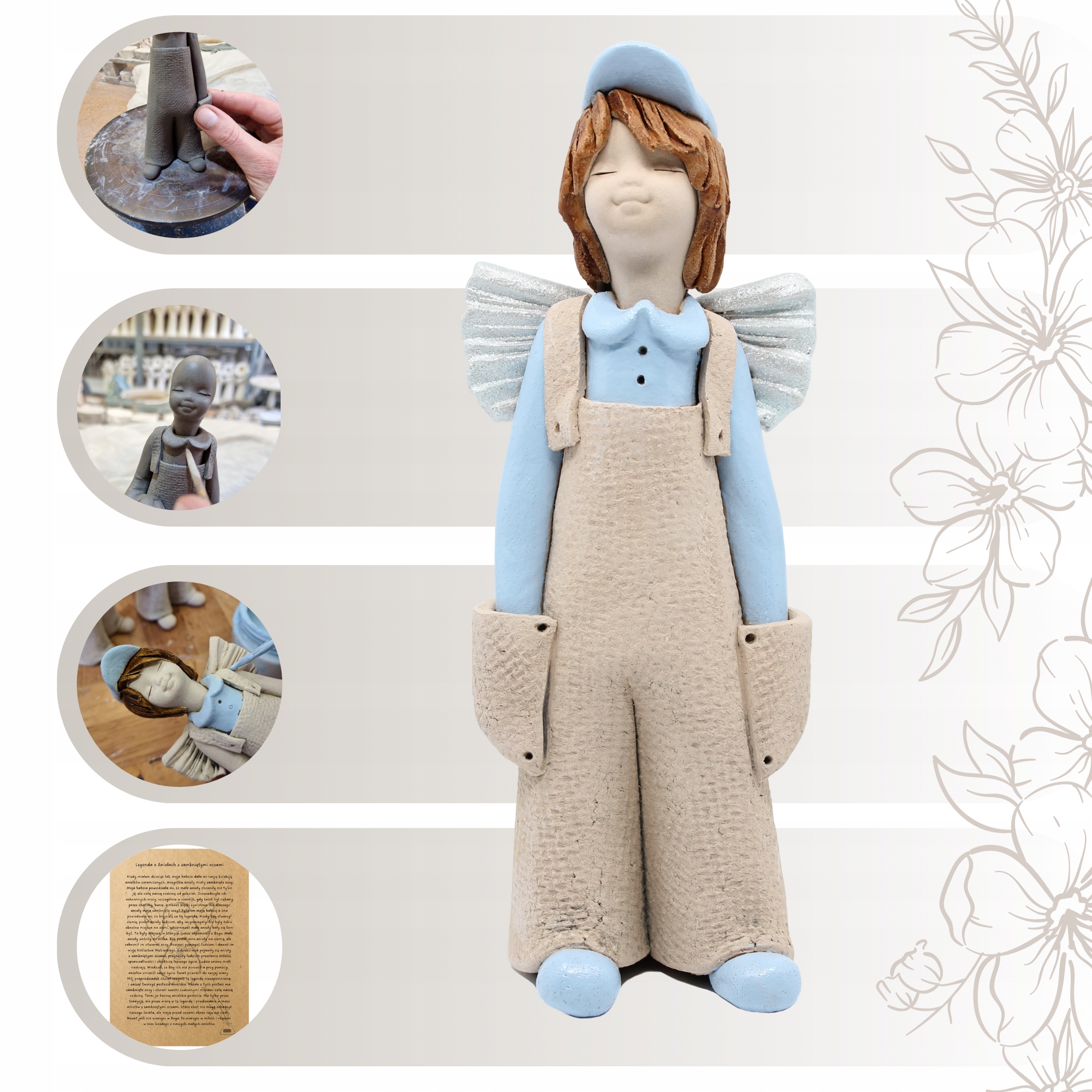 Anioł Stróż Figurka Ceramiczna Prezent Urodziny Wysokość produktu 15 cm