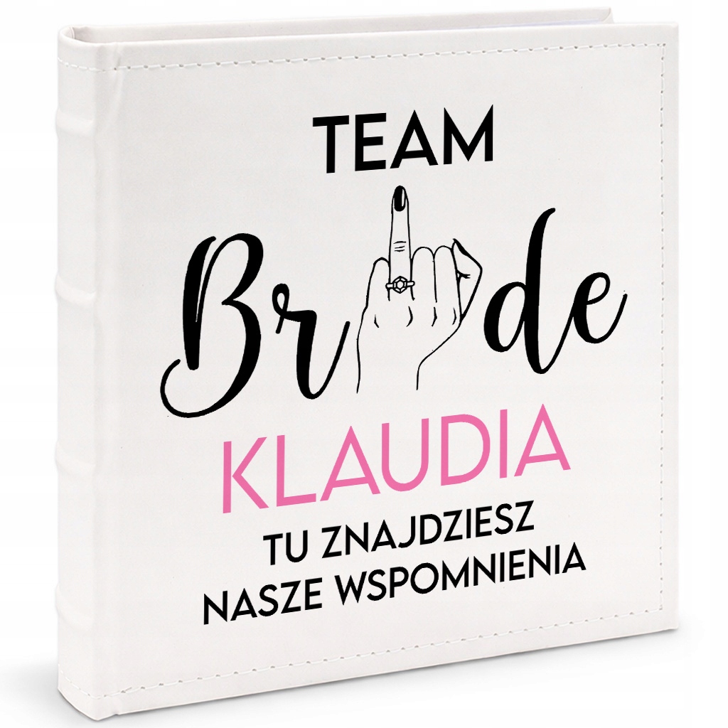 Kožený album Bílý 10 cm x 15 cm Na fotografie Team Bride *jméno* Na Dárek