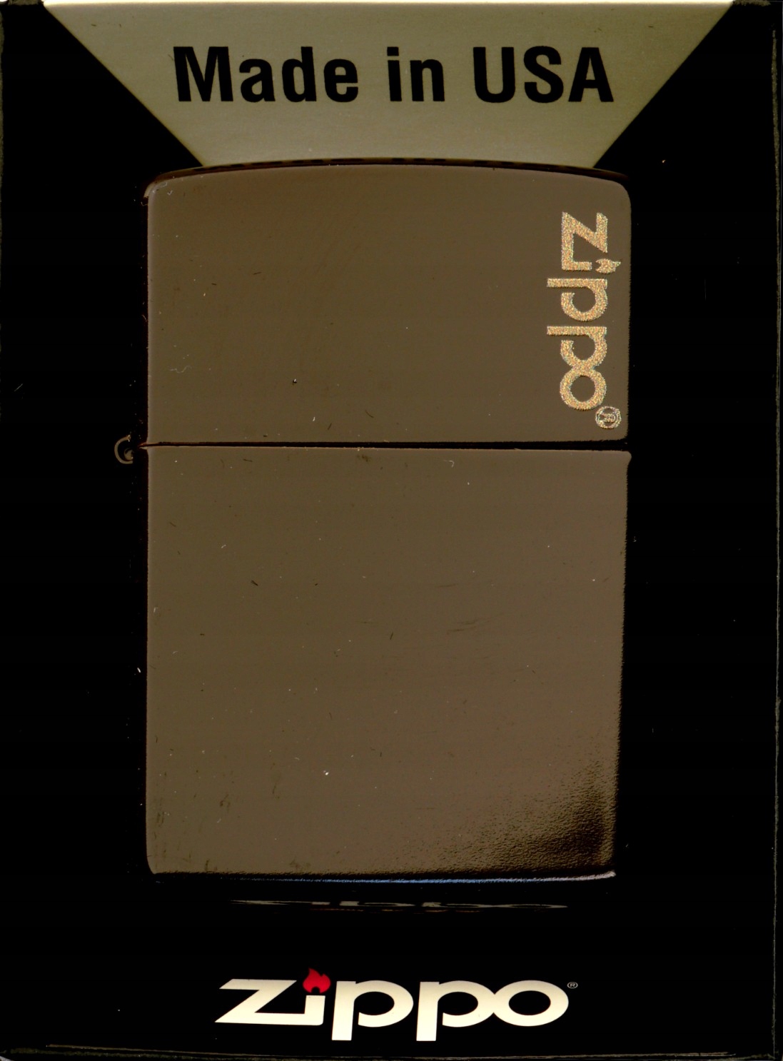 Zapalovač Zippo Brown Matte Logo 60005215 Větruodolný benzínový