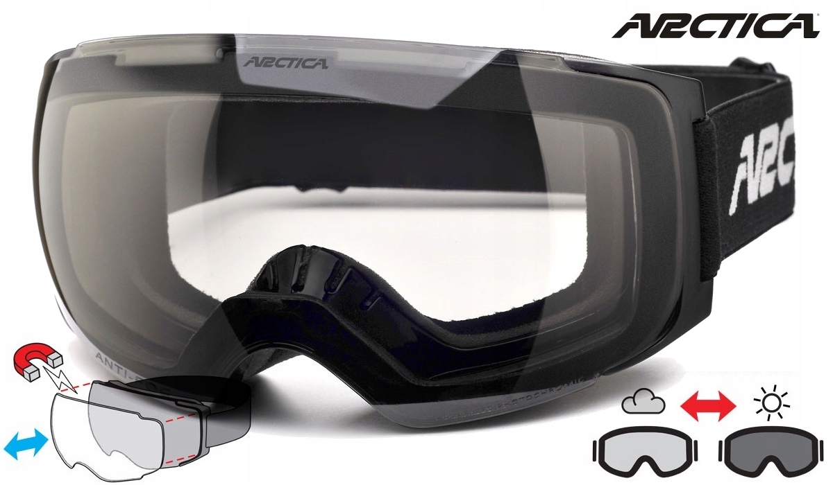ARCTICA GOGLE G-105FP + BIAŁA SZYBA WYMIENNA DO JAZDY NOCNEJ FOTOCHROMOWE Marka Arctica