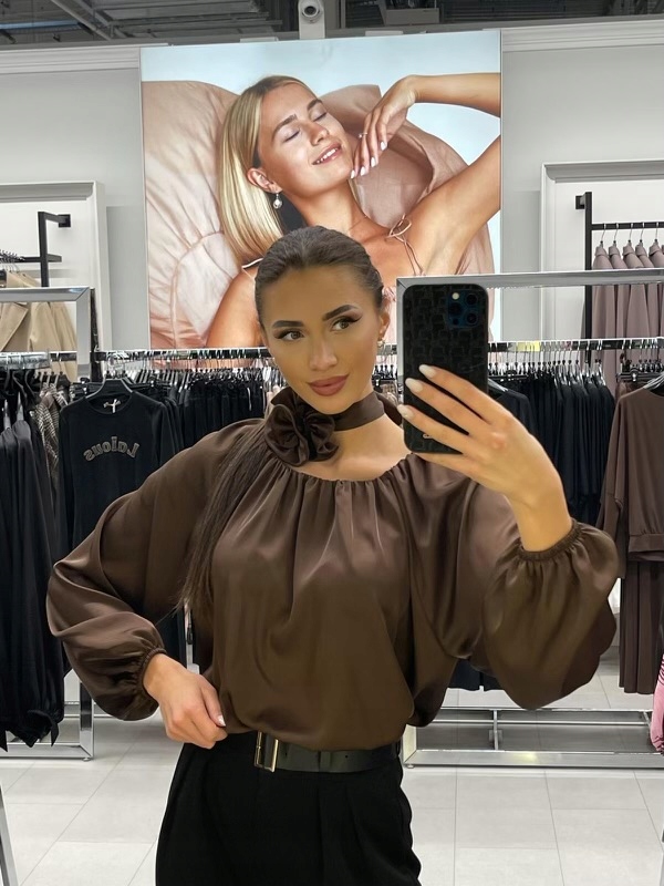 Bronzová saténová halenka 1030 Lalous vel. M