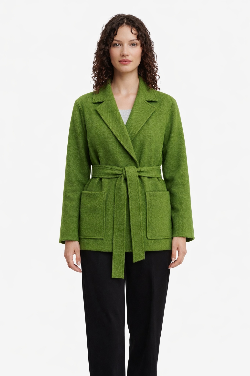 Artigli Zelený Krátký Kabát S Kapsami A Páskem 44 I4C