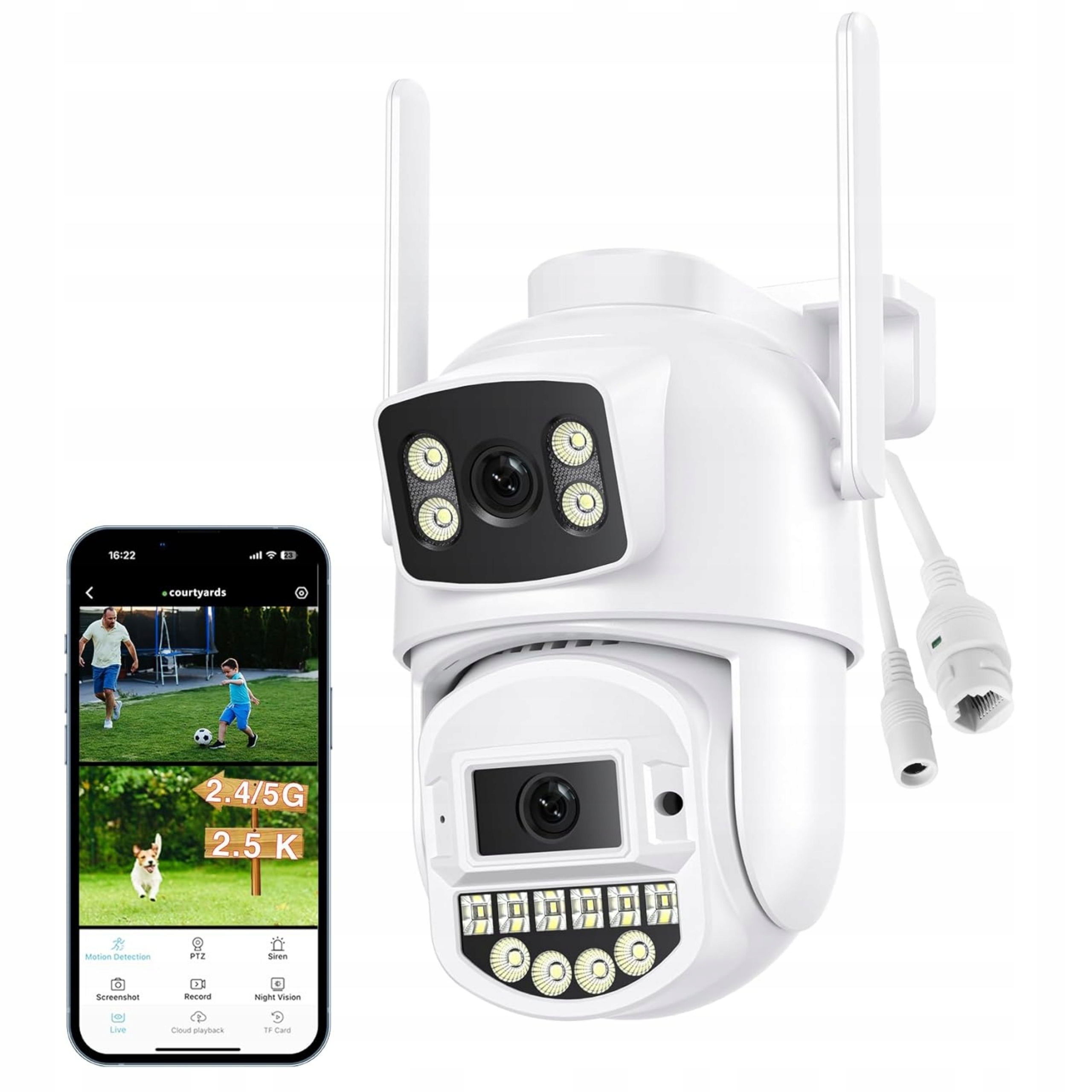 Venkovní WiFi kamera 6MP s dvojitým Ptz objektivem 360° RJ45 IP66 Reobiux