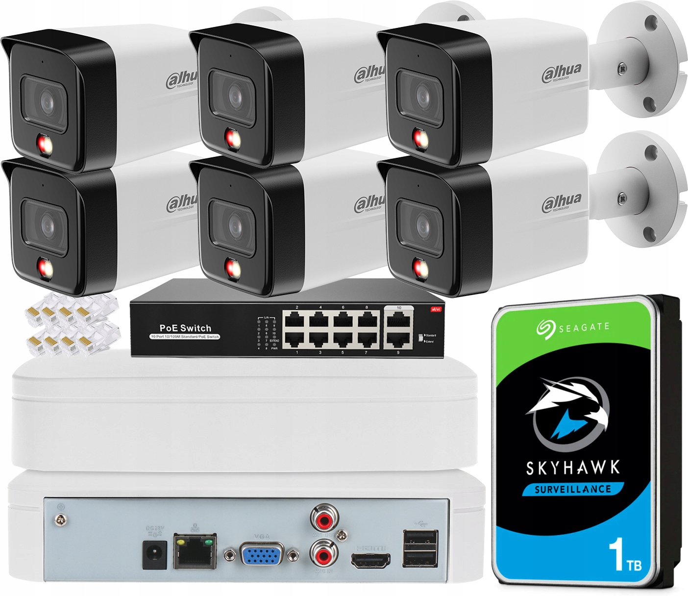 Sada na monitorovanie Ip Dahua 6Mpx 6x IPC-HFW1639TC-A-IL PoE Dual Light Smd