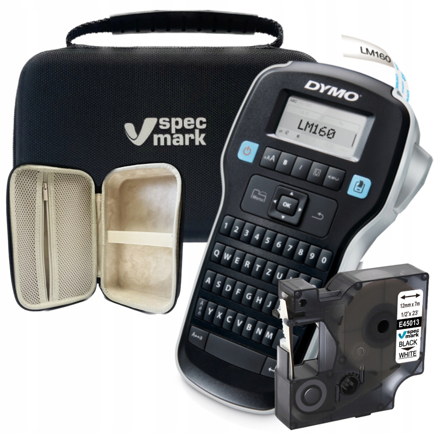 Tlačiareň Dymo LabelManager LM160 obsahuje pásku 45013 a puzdro na kufor