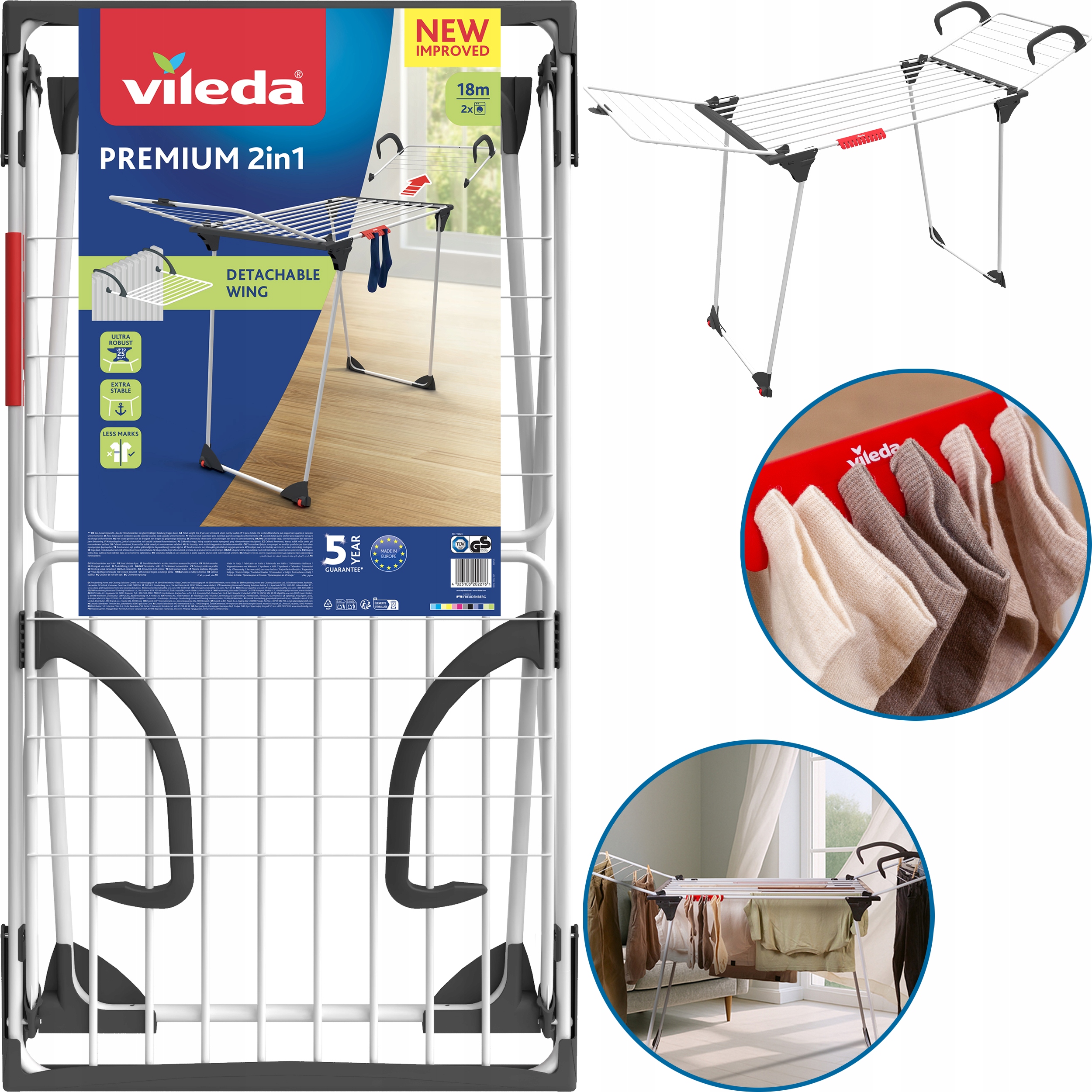 Vileda Premium 2V1 Volně stojící sušička na prádlo Pro Dům I Byt