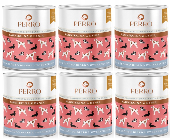 Levně Sada Perro Jehněčí s dýní 6 x 800 g, monoproteinová, pro dospělé psy