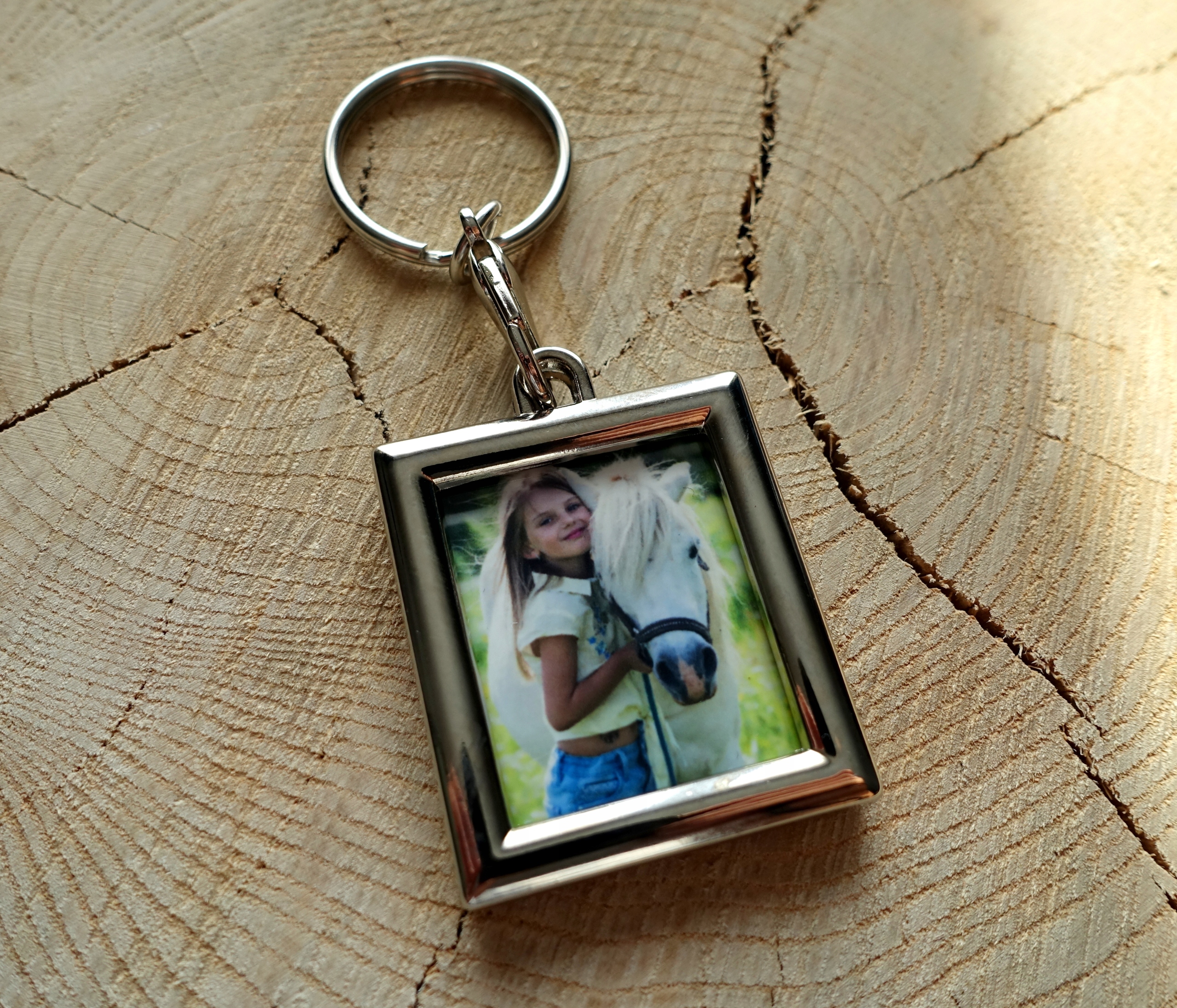 Breloczek ze zdjęciem - Nadruk dwustronny Kolor srebrny