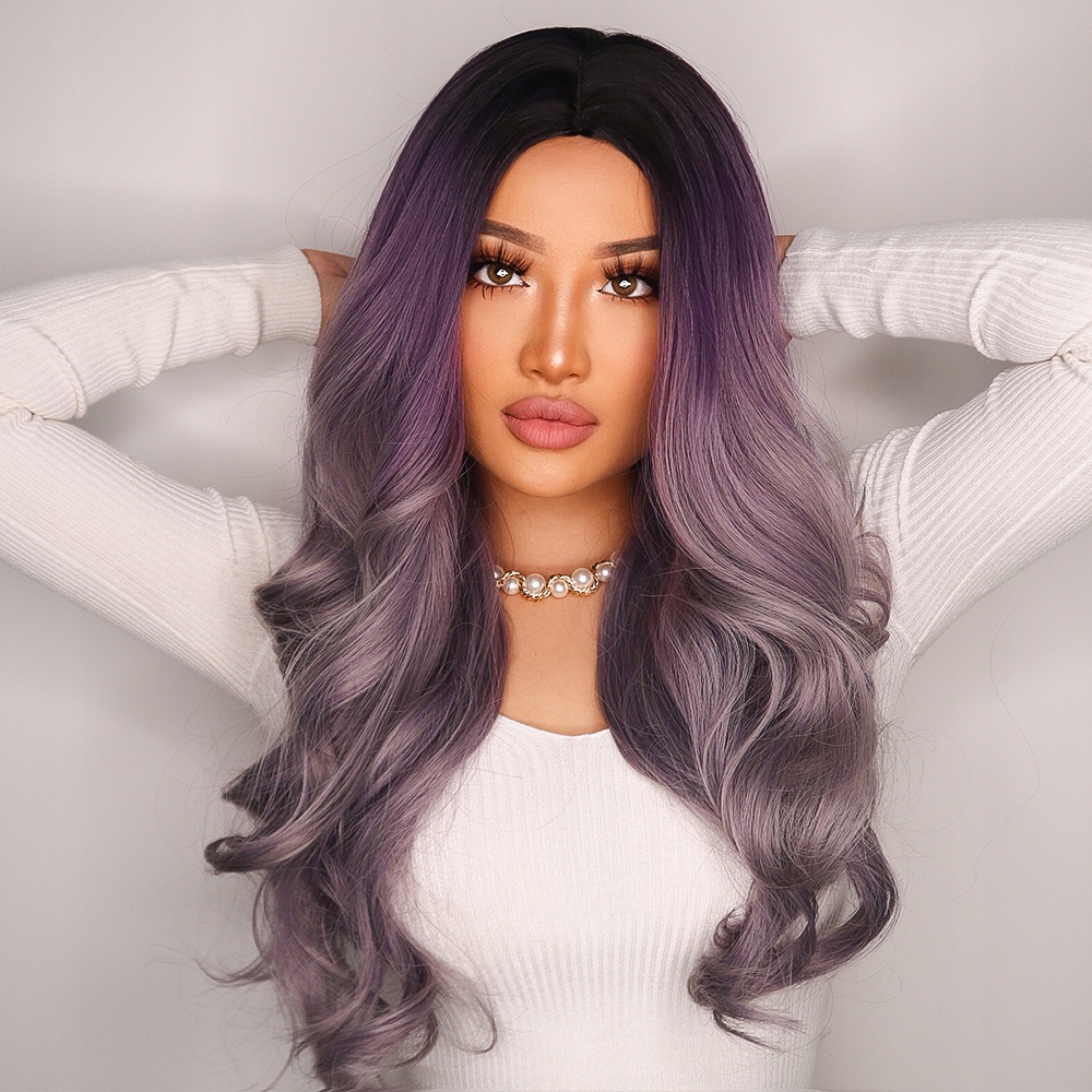 Vlnitá světle fialová ombré paruka Cindy