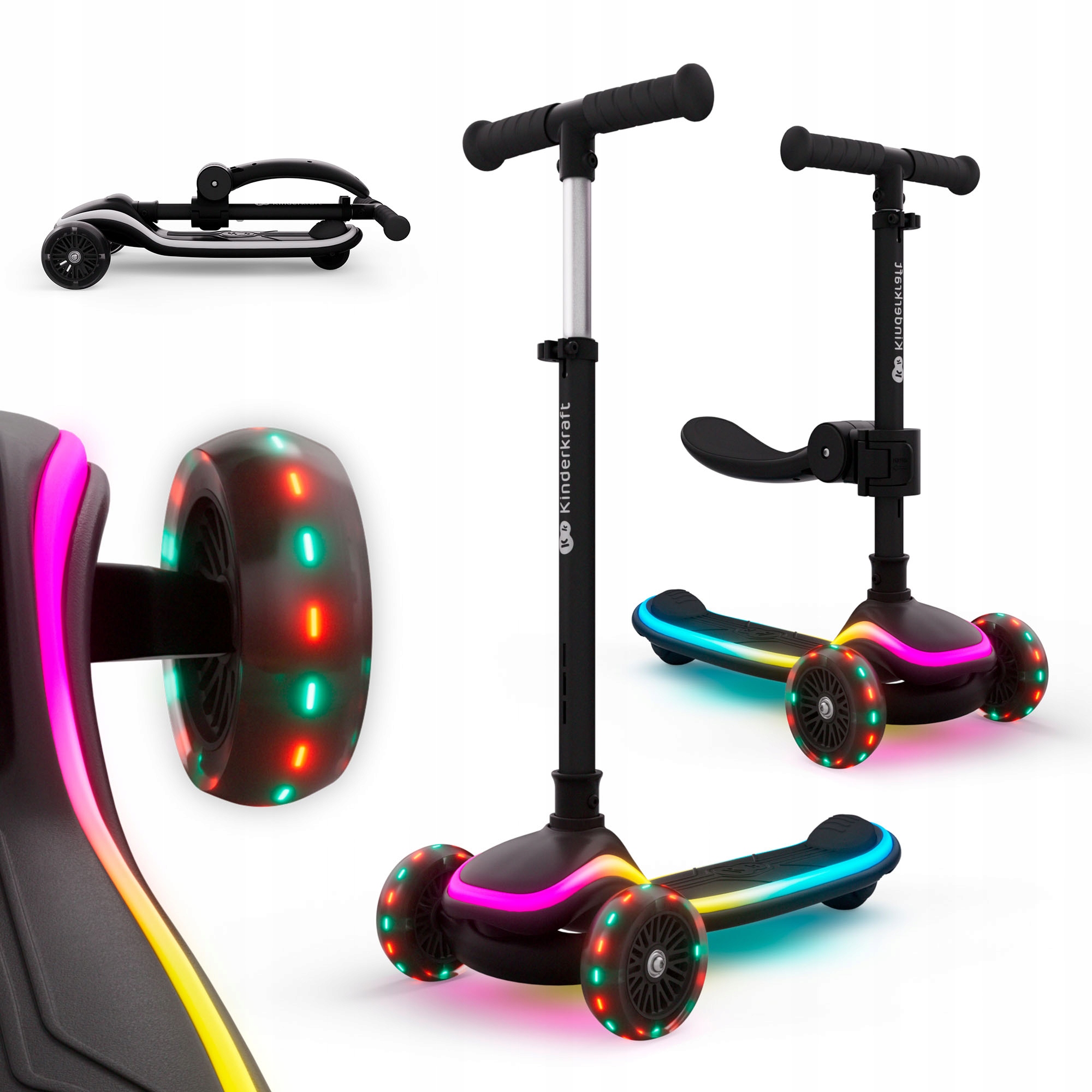 Hulajnoga Trójkołowa Led Balansowa z Siedziskiem Raket Up Kinderkraft