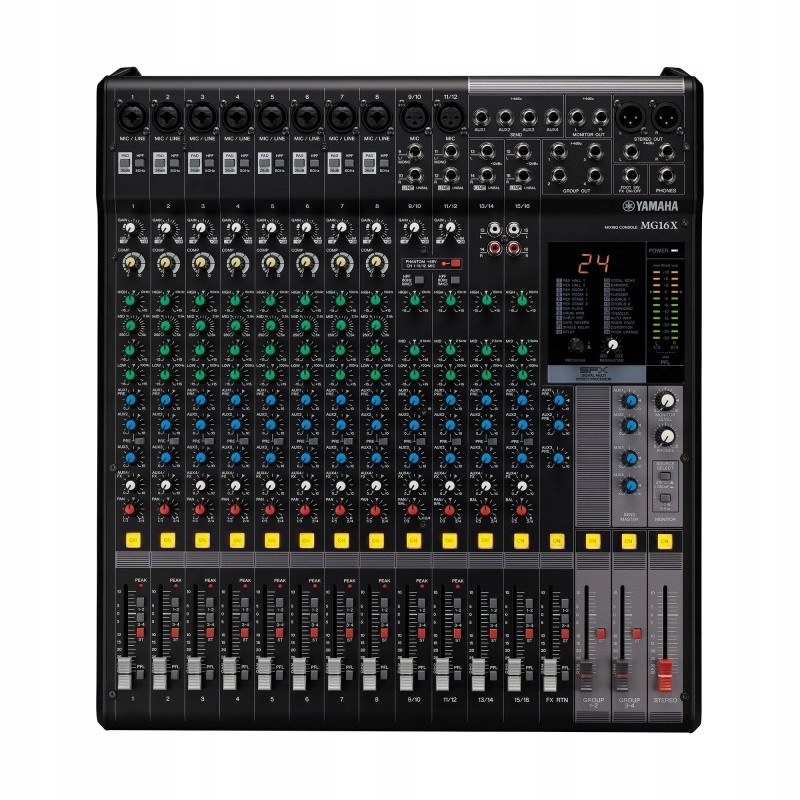 Yamaha MG16X Analogový audio mixér 16 kanálů 24 efektů Spx D-pre 4 Aux