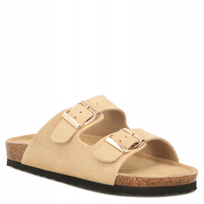 Filippo DK7062/26 Be Béžové Nubukové Kožené Pantofle Casual S Přezkou 40