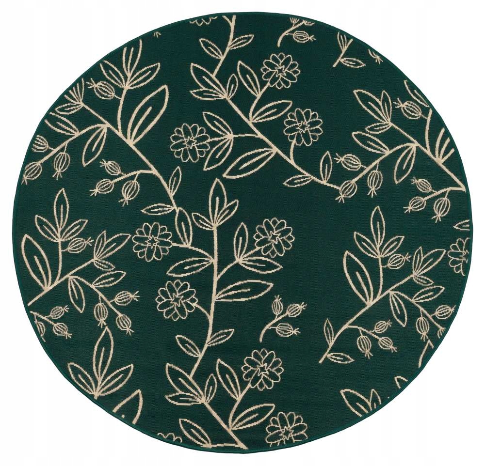 Venkovní Koberec Jungle se vzorem zelených listů, kruh 135 cm